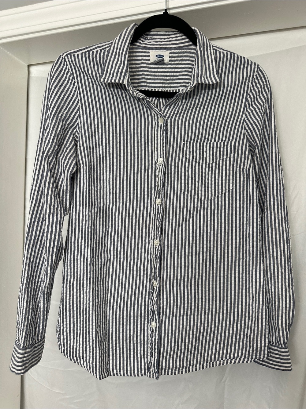 Classic Navy Stripe Button-Up Shirt